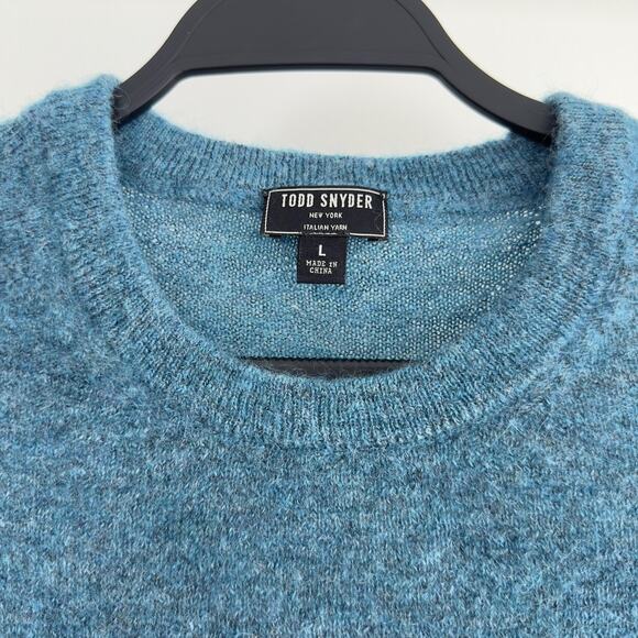 Todd Snyder Sweater Mens Large Blue Mohair Wool Blend Crewneck Italian Yarn - Picture 4 of 7